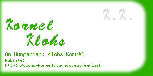 kornel klohs business card